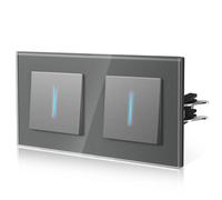 BSEED Interrupteur avec Cristal,Interrupteur Mural avec Griffes,Modern Interrupteur Avec Voyant Lumineux,Facile à Installer,E - Série,1 Gang 1 Voie,157mm Gris