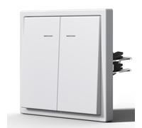 BSEED Interrupteur avec Voyant,Interrupteur Poussoir avec Griffes,Mat Interrupteur Mural,Facile à Installer,C - Série,2 Gang 2 Voie,80mm Blanc