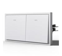 BSEED Interrupteur avec Voyant,Interrupteur Poussoir avec Griffes,Mat Interrupteur Mural,Facile à Installer,C - Série,1 Gang 2 Voie,80mm Blanc