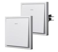 BSEED Interrupteur avec Voyant,Interrupteur Poussoir avec Griffes,Mat Interrupteur Mural,Facile à Installer,C - Série,1 Gang 1 Voie - 2Paquets,80mm Blanc