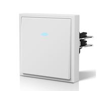 BSEED Interrupteur avec Voyant,Interrupteur Poussoir avec Griffes,Mat Interrupteur Mural,Facile à Installer,C - Série,1 Gang 3 Voie,80mm Blanc