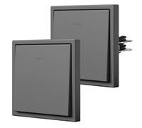 BSEED Interrupteur avec Voyant,Interrupteur Poussoir avec Griffes,Mat Interrupteur Mural,Facile à Installer,C - Série,1 Gang 1 Voie - 2Paquets,80mm Gris