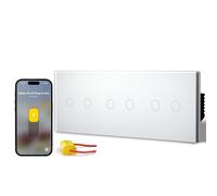 BSEED Interrupteur Connecté Sans Neutre Matter, Interrupteur Tactile,Blanc | Tactile en Verre, Protocole Matter, Commande intelligente, Compatibilité avec Alexa/Goo.gle Home,2 Gang 1 Way-228mm