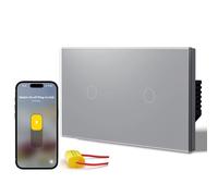 BSEED Interrupteur Connecté Sans Neutre Matter, Interrupteur Tactile,Gris | Tactile en Verre, Protocole Matter, Commande intelligente, Compatibilité avec Alexa/Goo.gle Home,1 Gang 1 Way-157mm