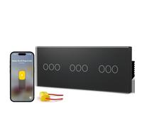 BSEED Interrupteur Connecté Sans Neutre Matter, Interrupteur Tactile,Noir | Tactile en Verre, Protocole Matter, Commande intelligente, Compatibilité avec Alexa/Goo.gle Home,3 Gang 1 Way-228mm