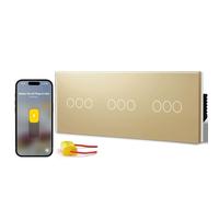 BSEED Interrupteur Connecté Sans Neutre Matter, Interrupteur Tactile,Or | Tactile en Verre, Protocole Matter, Commande intelligente, Compatibilité avec Alexa/Goo.gle Home,3 Gang 1 Way-228mm