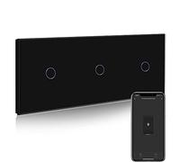 BSEED Interrupteur Connecté WiFi,1 Gang 1 Voie Triple Interrupteur Tactile Mural,Compatible avec Alexa et Google Home,Noir Interrupteur avec Écran Tactile(Ligne Neutre Requis)