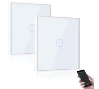 BSEED Interrupteur Connecté WiFi,Blanc Interrupteur Va et Vient avec Écran Tactile,1 Gang 2 Voie Interrupteur Tactile Mural WiFi,Compatible avec Alexa etGoogle Home(Ligne Neutre Requis)-2Pack