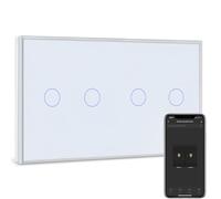 BSEED Interrupteur Connecté WiFi,Blanc Interrupteur Va et Vient sans Fil avec Écran Tactile,2 Gang 2 Voies+2 Gang 2 Voies,Compatible avec Alexa et Google Home(Ligne Neutre Requis)