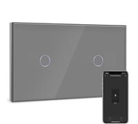 BSEED Interrupteur Connecté WiFi,Gris Interrupteur Va et Vient sans Fil avec Écran Tactile,1 Gang 2 Voie+1 Gang 2 Voie Interrupteur Tactile Mural WiFi,Compatible avec Alexa et Google Home