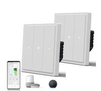 BSEED Interrupteur de volet roulant Wi-Fi mat, interrupteur avec point de pression, commande vocale/minuterie/APP, câble neutre nécessaire, série S, 1 Gang 1 Voie, 86 mm, 2Pack Blanc