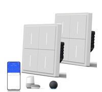 BSEED Interrupteur intelligent mat - Interrupteur WiFi avec témoin lumineux - Encastré - Série S - 4 Gang 1 Voie - 86 mm - 2Pack Blanc
