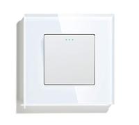 BSEED Interrupteur Mural Interrupteur à Bascule, Interrupteur Encastrable Bascule,10A 250V Plaque De Cristal Trempé, 86 * 86mm, 1 Gang 1 Voie, Blanc