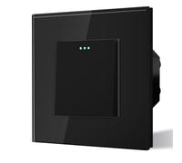 BSEED Interrupteur Mural, Interrupteur à Bascule, Verre Interrupteur Encastrable Bascule,10A 250V Plaque De Cristal Trempé, 86 * 86mm, 1 Gang 1 Voie, Noir