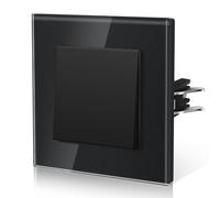 BSEED Interrupteur Mural, Interrupteur Va Et Vient Avec Griffes, Verre Interrupteur Lampe De Chevet, 1 Gang 2 Way, 86mm, Noir
