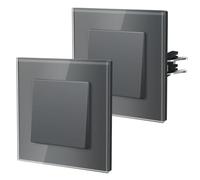 BSEED Interrupteur Mural, Interrupteur Va Et Vient Avec Griffes, Verre Interrupteur Lampe De Chevet, 1 Gang 1Way, 86mm, Gris