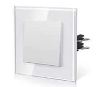BSEED Interrupteur Mural, Interrupteur Va Et Vient Avec Griffes, Verre Interrupteur Lampe De Chevet, 1 Gang 2 Way, 86mm, Blanc