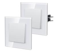 BSEED Interrupteur Mural, Interrupteur Va Et Vient Avec Griffes, Verre Interrupteur Lampe De Chevet, 1 Gang 2 Way, 86mm, Blanc