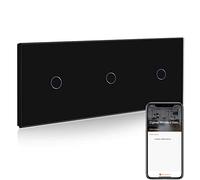 BSEED Interrupteur sans Fil Zigbee,1 Gang 1 Voie Triple Interrupteur Connecté WiFi Noir,Compatible avec Alexa et Google Home,Avec Contrôle à Distance et Fonction de Temps(NÉCESSITE TUYA HUB)