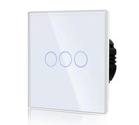 BSEED Interrupteur Tactile en Verre Interrupteur Mural,Blanc,86mm