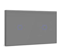 BSEED Interrupteur Tactile Sans Fil Gris,1 Gang 1 Voie+1 Gang 1 Voie Commutateur de Lumière avec LED Affichage Light,Interrupteur Tactile avec Panneau en verre trempé 500W,240V