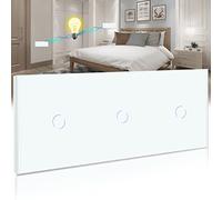 BSEED Interrupteur Tactile va et Vient Blanc,Triple 1 Gang 2 Voie Commutateur de Lumière avec LED Affichage Light,Interrupteur Tactile avec Panneau en Verre trempé 800W,240V