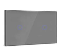 BSEED Interrupteur Tactile va et vient Gris,1 Gang 2 Voie+1 Gang 2 Voie Commutateur de Lumière avec LED Affichage Light,Interrupteur Tactile avec Panneau en verre trempé 800W,240V