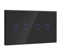 BSEED Interrupteur Tactile va et vient Noir,2 Gang 2 Voie+2 Gang 2 Voie Commutateur de Lumière avec LED Affichage Light,Interrupteur Tactile avec Panneau en verre trempé 800W,240V