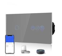 BSEED Interrupteur tactile Wi-Fi 1 Gang 1 voie avec interrupteur intelligent pour store enrouleur, contrôle à distance via application Smart Life/Tuya,compatible avec Alexa et Google Home, Gris