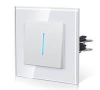 BSEED Interrupteur va-et-vient, Interrupteur Mural Connexion rapide, Borne à encliquetage, Modern Interrupteur Avec Voyant Lumineux, Verre, 1 Gang 2 Voie,86mm Blanc