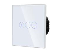 BSEED Interrupteur Variateur,Interrupteur Tactile Gradateur,Blanc,86mm | Interupteur Tactile avec Voyant Lumineux, Rétroéclairage LED, Verre anti-empreintes, Dimmer 1 Gang 1 Voie