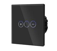 BSEED Interrupteur Variateur,Interrupteur Tactile Gradateur,Noir,86mm | Interupteur Tactile avec Voyant Lumineux, Rétroéclairage LED, Verre anti-empreintes, Dimmer 1 Gang 1 Voie
