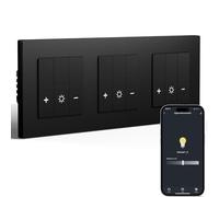 BSEED Interrupteur variateur Zigbee, triple interrupteur intelligent réglable mural compatible avec Amazon Alexa et Google Home, matériau PC, 240V, 1 gang 1 voie, Noir