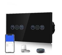 BSEED Interrupteur Volet Roulant Connecté, Interupteur Intelligent WiFi Volet Roulant Compatible avec Alexa Google Home pour Commande Vocale,Minuterie Intelligent en verre,157MM, Noir