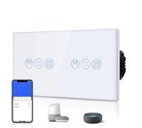 BSEED Interrupteur Volet Roulant Connecté, Interupteur Intelligent WiFi Volet Roulant Compatible avec Alexa Google Home pour Commande Vocale,Minuterie Intelligent en verre,157MM, Blanc