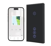 BSEED Interrupteur Volet Roulant Connecté WIFI,1 Gang + Volet Roulant Connecté,Smart WiFi Interrupteur Tactile de Rideau Compatible avec Alexa, Google Home et SmartLife,157 * 86mm Noir