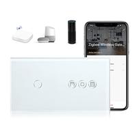 BSEED Interrupteur Volet Roulant Zigbee, Interrupteur Connecté Alexa, Panneau en VERRE, Contrôle Vocal, Passerelle Zigbee Requise (non incluse), 1 Gang 1 Voie + Volet Roulant, Blanc