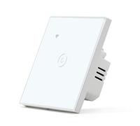 BSEED Interrupteur WiFi 1 Gang 1 voie L'Interrupteur Mural Tactile Intelligent WIFI avec Le Commutateur à Écran Tactile en Verre Tuya/Alexa Google Blanc(2,4 GHz WIFI Uniquement, Fil Neutre Requis)