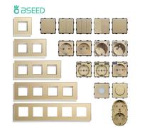 BSEED - Module de commutateur d'éclairage mural Standard ue, prises électriques, bouton de commutation, partie de fonction de bricolage, panneau en verre, Collocation gratuite or