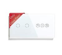 BSEED Panneau de cadre en verre pour interrupteur d'éclairage WiFi 2 Gang et interrupteur de volet roulant intelligent blanc 157mm