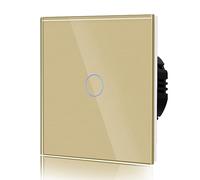 BSEED Panneau tactile Wall Light Switch Glass Screwless Europe Standard 1 Gang 1 Way Gold