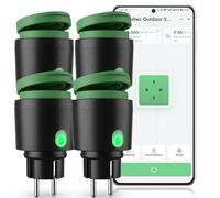 BSEED Prise allemande d'extérieur, Schuko prise de courant Wifi intelligente, convient pour jardin, terrasse, balcon, fonctionne Alexa/Google Home, IP44 étanche,4Pack