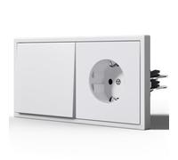 BSEED Prise allemande Plastique, Schuko avec Interrupteur, La prise avec deux broches rondes, 1 Gang 2 Way avec Schuko, Blanc