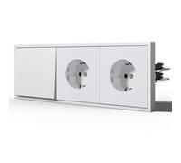 BSEED Prise allemande Plastique, Schuko avec Interrupteur, La prise avec deux broches rondes, 1 Gang 2 Way avec Double Schuko, Blanc