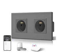 BSEED Prise Connectée Programmable, Prise Electrique Intelligente Compatible avec Alexa/Google Home/Tuya APP, Prises de courant Zigbee(hub ZigBee nécessaire), 157mm, Gris