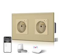 BSEED Prise Connectée Programmable, Prise Electrique Intelligente Compatible avec Alexa/Google Home/Tuya APP, Prises de courant Zigbee(hub ZigBee nécessaire), 157mm, Or