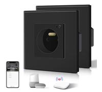 BSEED Prise Connectée Programmable, Prise Electrique Intelligente Compatible avec Alexa/Google Home/Tuya APP, 2 Paquets, Prises de courant Zigbee(hub ZigBee nécessaire), 86mm, Noir