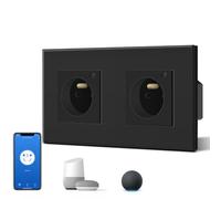 BSEED Prise Connectée Programmable, WIFI Prise Electrique Intelligente Compatible avec Alexa/Google Home/Tuya APP, Fonction de surveillance énergétique(Ligne Neutre Requise), 157mm, Noir