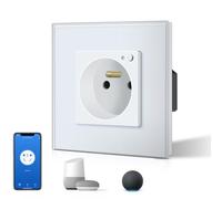 BSEED Prise Connectée Programmable, WIFI Prise Electrique Intelligente Compatible avec Alexa/Google Home/Tuya APP, Fonction de surveillance énergétique(Ligne Neutre Requise), 86mm, Blanc
