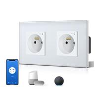 BSEED Prise Connectée Programmable, WIFI Prise Electrique Intelligente Compatible avec Alexa/Google Home/Tuya APP, Fonction de surveillance énergétique(Ligne Neutre Requise), 157mm, Blanc